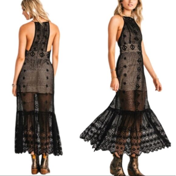 Jen’s Pirate Booty MATRIMONY MAXI DRESS Black crochet lace - Picture 1 of 7